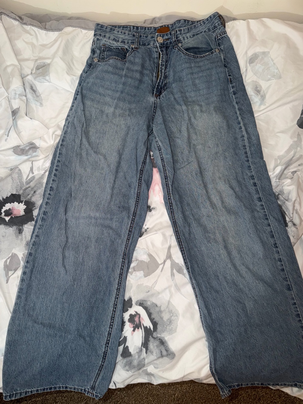 Wide Leg Women's Jeans - Light Blue Flare